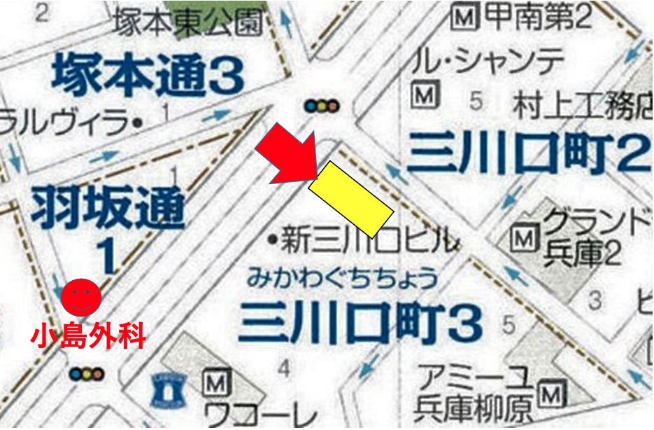 小島外科の駐車場マップ